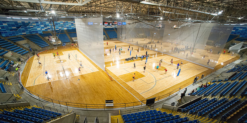 Multiple sporting events taking place on the courts of Hy-Vee Arena