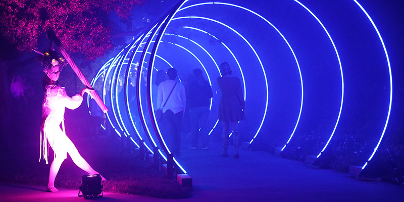 Dancer in blue light at Terra Luna
