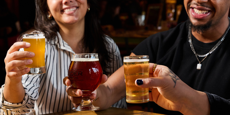 border brewing co, friends, happy hour